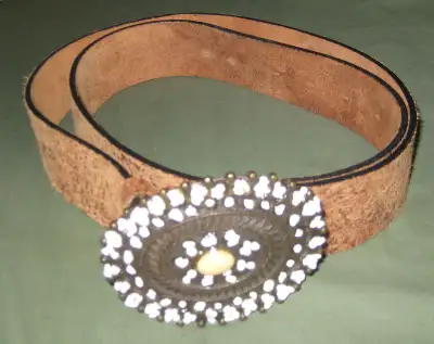 $20 Per Una Italian leather women's belt 44" with brass buckle, View more