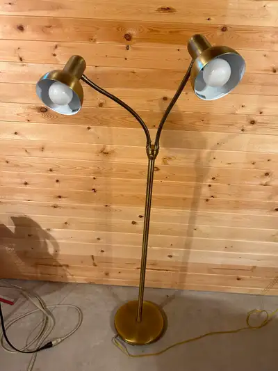 Brass double floor lamp., View more
