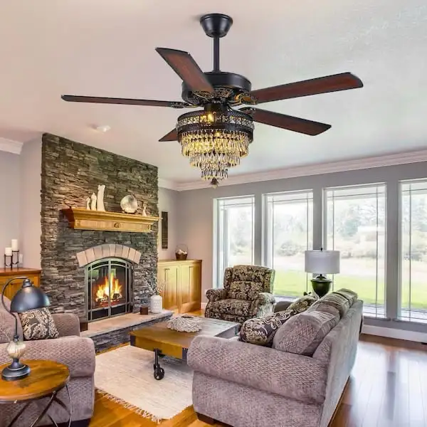 52 in. Indoor Crystal Chandelier Black Ceiling Fan Fandelier wit in Indoor Lighting & Fans in Markham / York Region - Image 8