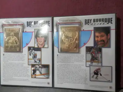 Opened Ray Bourque Gold plated Retirement and Rookie Card set from Danbury mint.$300.00. And one Fac...