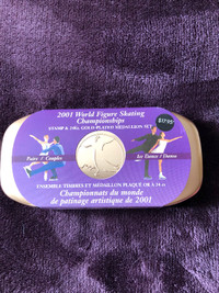 2001 skating championships stamp and 24 k gold plated medallion