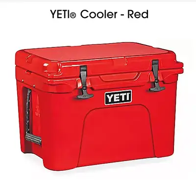 YETI® Cooler - Red, keeps food cold for 2 days, Brand new., View more