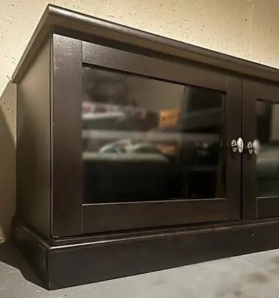 Dark Brown TV Stand with Glass Doors, View more