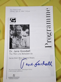Dr. Jane Goodall Autographed Programme with COA