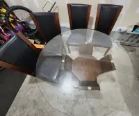 54" Glass Dinner Table with 4 Chairs