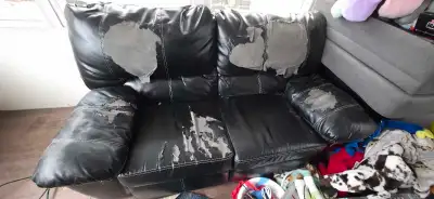 Leather has peeled and i am missing park of the cord to make it recline. Both sides are recliners.