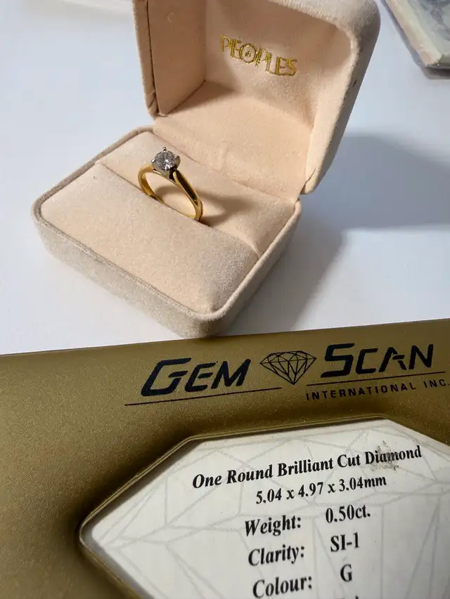 Peoples 18kt Gold 0.50ct Diamond Solitaire Ring in Jewellery & Watches in Ottawa - Image 3