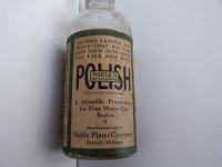 Vintage Car Polish Glass Bottle by Noble Piano Company