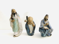 Set of 3 Chinese Republic period earthenware glazed figurines