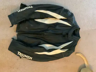 Three jackets. One leather. White one is great for hot weather. Different sizes on jackets but they...
