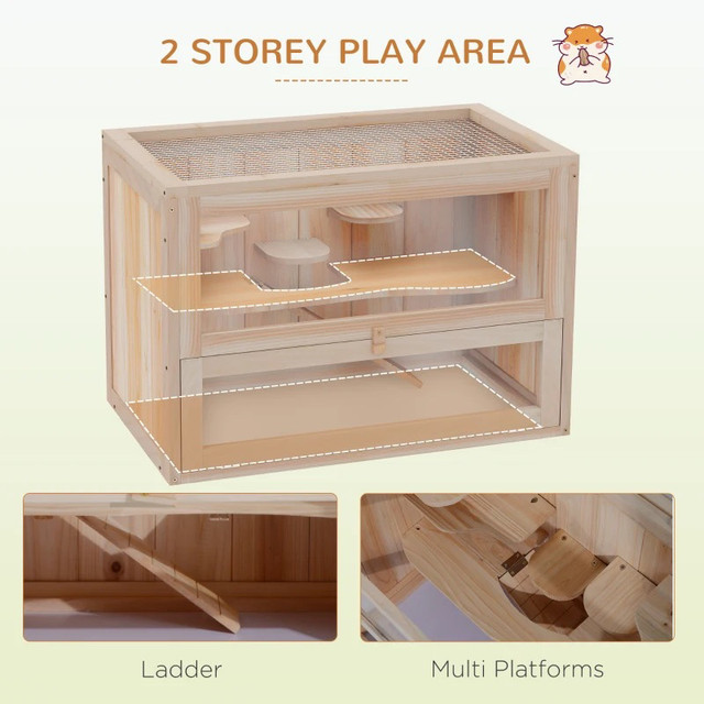 Wooden Hamster Cage Guinea Pig Chinchilla House 2 Levels Small A in Accessories in Markham / York Region - Image 4