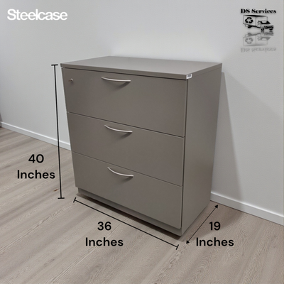 Steelcase Office Filing Cabinet 3 Drawers Lateral Storage K8278, View more