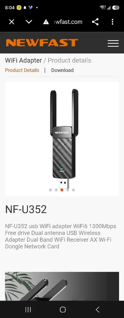 Newfast WIFI 6 adaptor 1800mbps, View more
