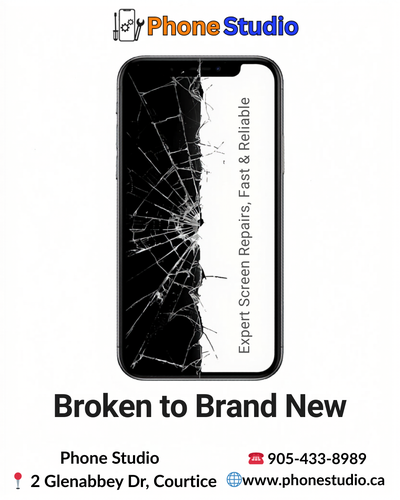 BROKEN SCREEN? WE FIX IT FAST! Same-day screen replacement available at Phone Studio. Affordable pri...