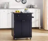 Rolling Kitchen Microwave Cart - espresso stained wood