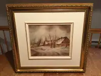 Peinture à l'huile  paysage d'hiver  idée cadeau