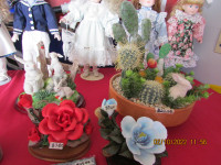 decorative cactus and porcelein flowers