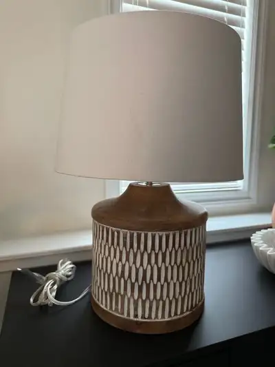 PIER 1 Heavy Wood Carved Table Lamp, View more