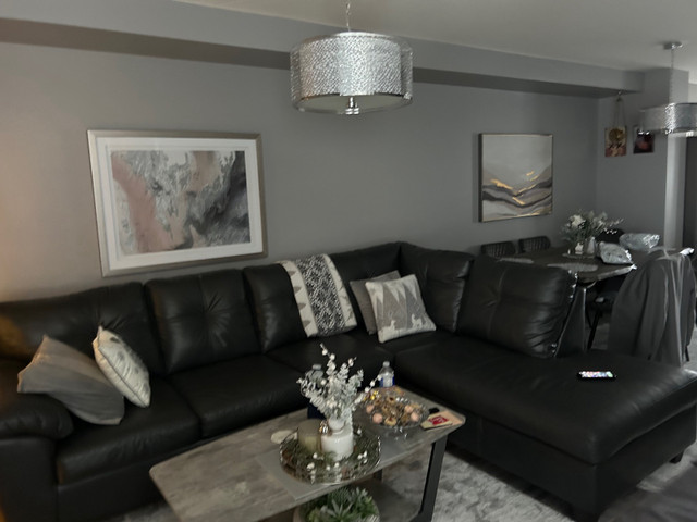 Leather Grey Sectional in Couches & Futons in Hamilton