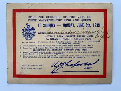 Vtg 1939 Invitation to Attend the Visit of the King/Queen, View more