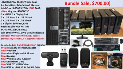 Bundle, PC, Monitor, Keyboard & Mouse, Webcam, speaker, Wireless, View more