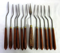 12 SPATULES pour PEINTURE VINTAGE PAINTING KNIVES..Made in JAPAN
