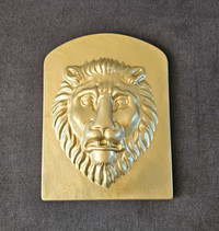 Lion's Face Form: Handcrafted in Concrete, Gold Painted