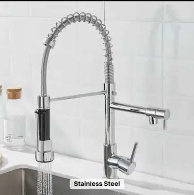Brand New Dual Spout Chrome Kitchen Faucet, View more
