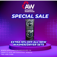 MASSIVE SALES! EXTRA 10% OFF ALL WASHER DRYER STACKER SETS!