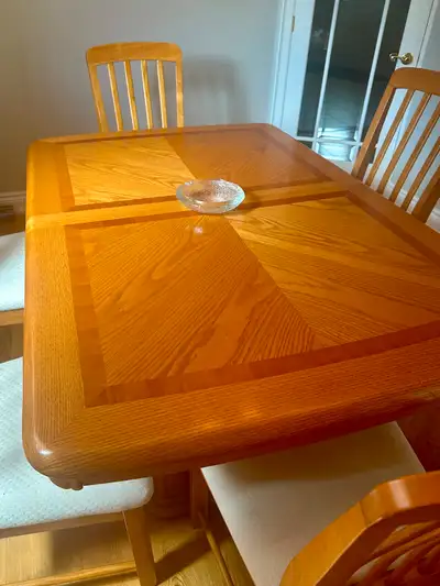 Oak Dining Table and Hutch Set, View more