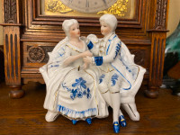 Vintage Victorian Couple on Loveseat