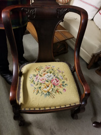 Vintage chair with petit point seat