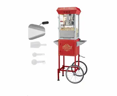 Selling a beautiful vintage-style popcorn machine with cart – perfect for movie nights, kids’ partie...