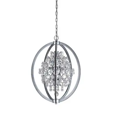 Glamorous 5-Light Chrome and Crystal Pendant – FLAWLESS!, View more
