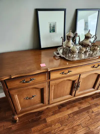 gibbard dining table, 5 chairs, plus captain chair, and credenza, View more