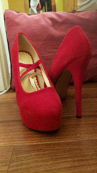 Red Suede Stiletto 6 inch Heels