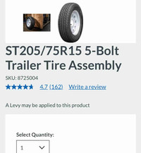  Trailer tires ST205/75R15 5-Bolt