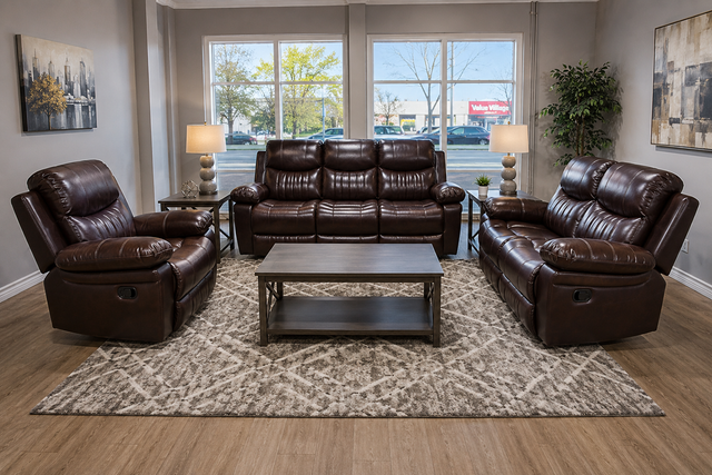 3pc Reclining Sofa Set Sofa+Love+Chair – Free Delivery in Chairs & Recliners in Kingston - Image 2
