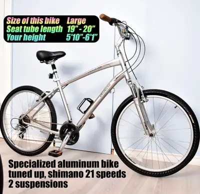 Specialized hybrid bike bicycle, 18" large aluminum frame, 26" t, View more