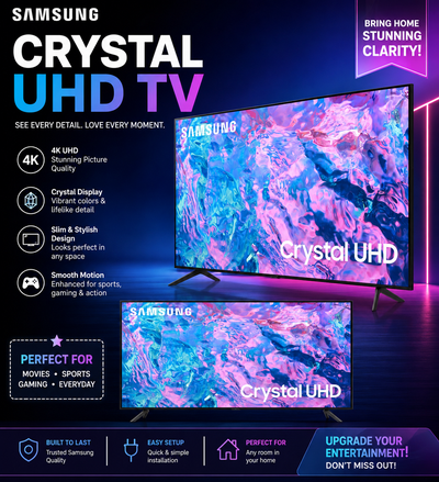Closing Down Sale: Samsung Crystal UHD 4K Smart TV, View more