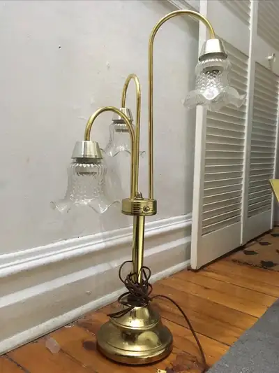 Mid Century clear Murano Tulip Flower 3-head Table Lamp -$150 Ca, View more