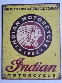 INDIAN MOTORCYCLE ® / ENSEIGNE DÉCORATIVE EN MÉTAL