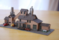 N Scale saw mills and feed mill structures.