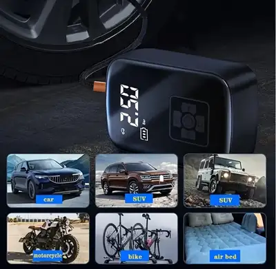 Brand new in box Wireless Rechargeable Car Air Compressor Pump with LED Light, Cellphone USB Chargin...