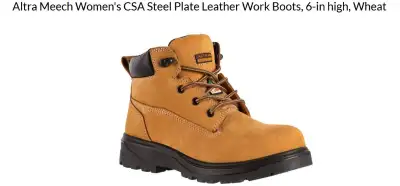 Altra Meech Women's CSA Steel Plate Leather Work Boots, 6-in high, Wheat. Please text 780.814.1625