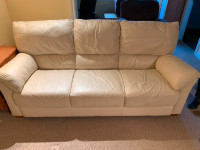 Cream Leather Couch and Chair