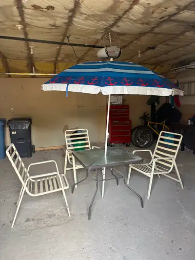 Table and 3 chairs for backyard, View more