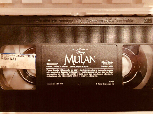 MULAN (VHS) 1999 de Walt Disney (vers. française) dans CD, DVD et Blu-ray  à Ville de Montréal - Image 3