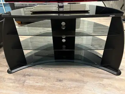 ***Like New*** TV & A/V Stand - Black with glass shelves, View more