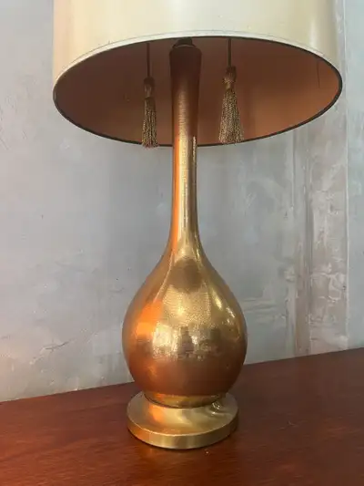 MCM Hollywood Regency Gold Lamp, View more